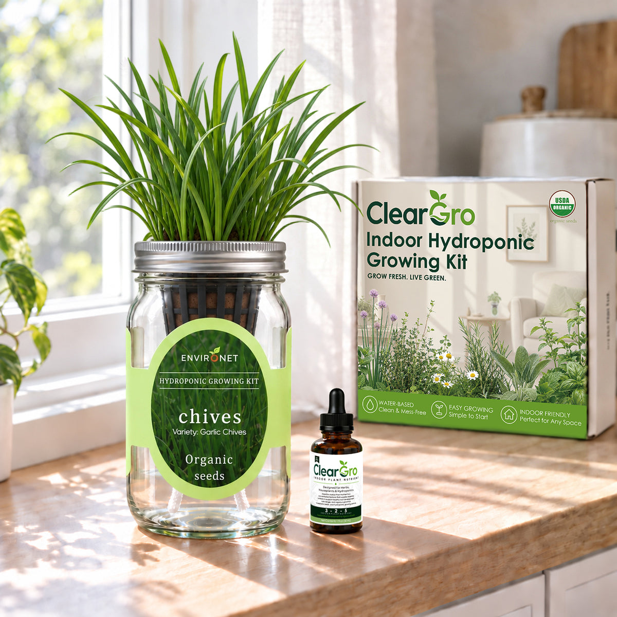 Chives - Garlic Chives Hydroponic Kit (Organic Seeds)